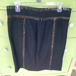 Escada Black Skirt with Leather Trim